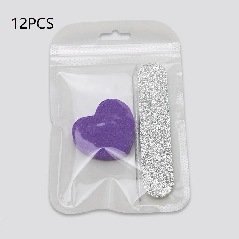 Glitter Nail Care Kit 8/12 Pcs with Heart-Shaped Buffer Crystal Rod Double-Sided File for Nail Art And Pedicures
