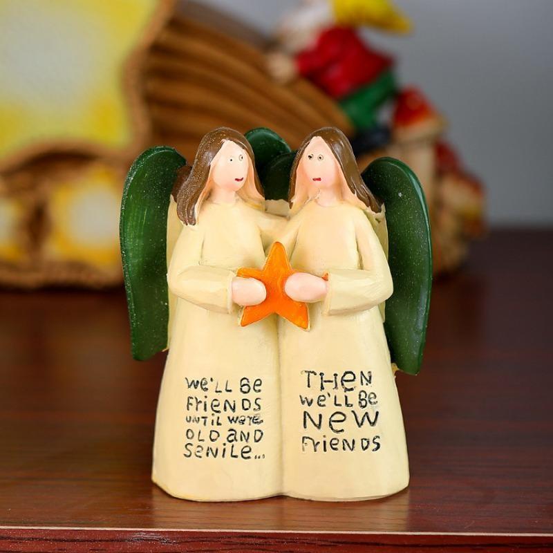 Great Friend Friendship Prayer Angel Girl Resin Decoration Sculpture Garden Flower Fairy Crafts