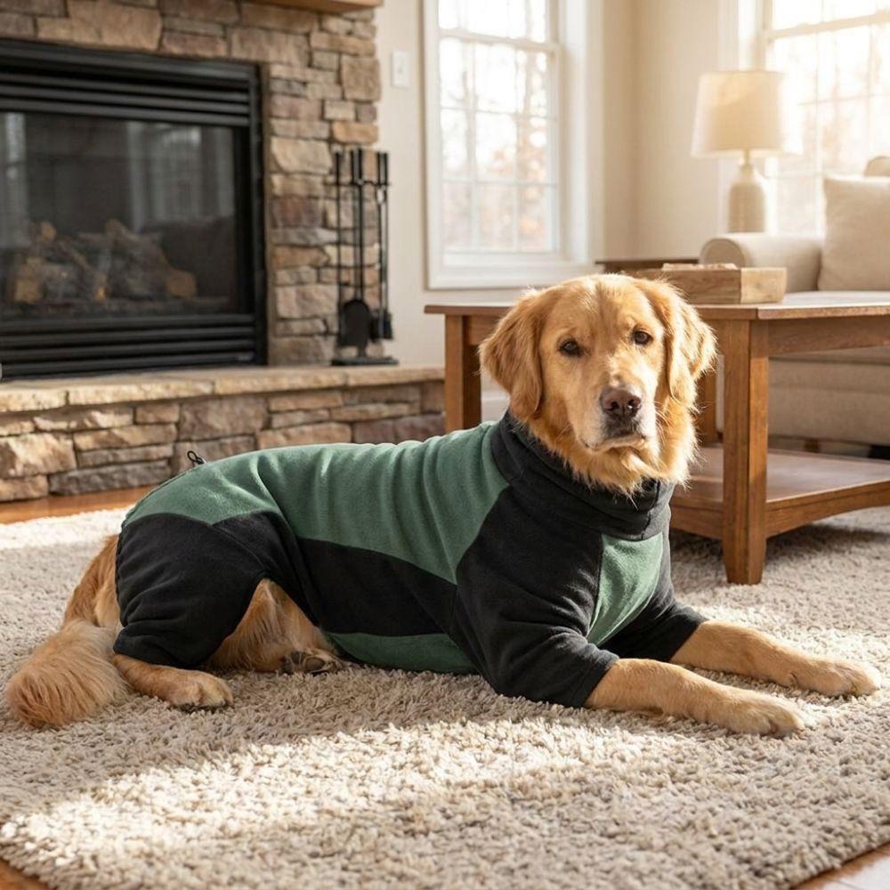 High Stretch Fleece Dog Jumpsuit Soft Warm Dog Warm Pajamas Dog Winter Home Outfit  Sleeping