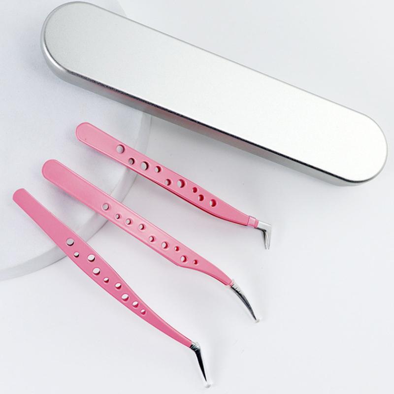 Multifunctional Tweezers Stainless Steel Eyelash Tweezers Grafting False Eyelash Patches False Eyelash Aids Portable Tweezers