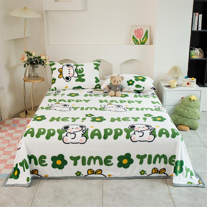 Cartoon Pattern Thick Flannel Blanket Lightweight Warm Nap Throw Blanket for Sofa All Season Cozy Soft Plush Bedspread Bed Sheet