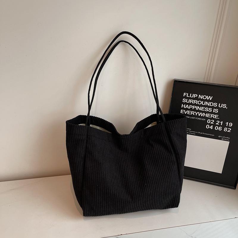 Korean Retro Corduroy Shoulder Bag New Winter Simple Large Capacity Tote Bag Texture Leisure Stylish and Versatile Storage Bag