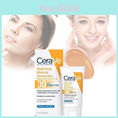 Cerave Physical Sunscreen Moisturizing Cream met getinte finish SPF30 voor alle huidtypen
