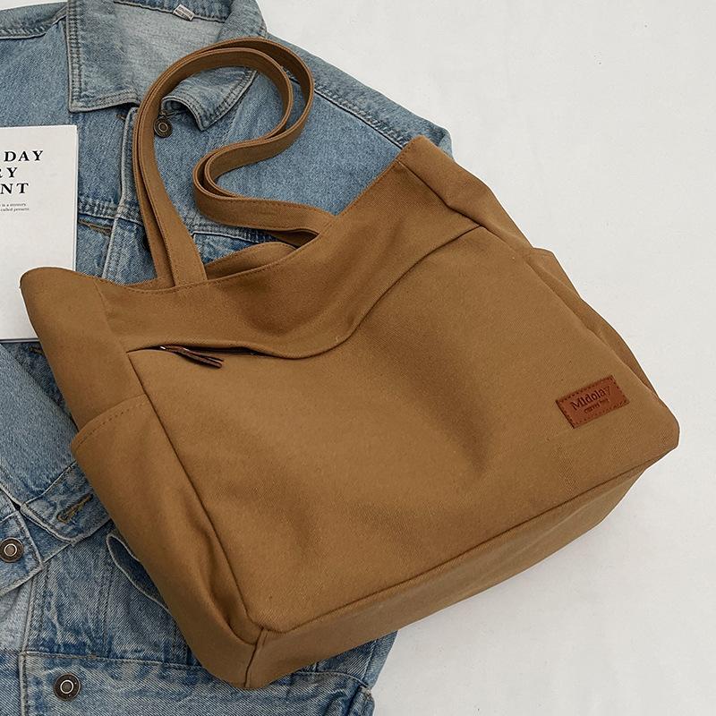 

Женская универсальная сумка-тоут большой вместимости, холщовая сумка однотонная, ручная/на плечо, трендовая