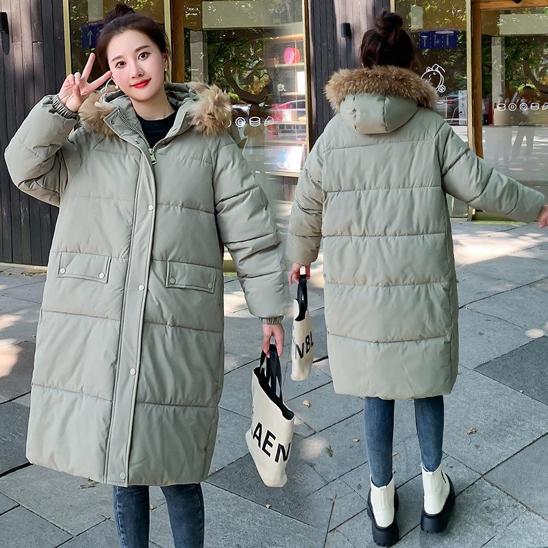 

Зимняя пуховая хлопковая куртка большого размера, женская хлопковая куртка средней длины, свободная и утолщенная куртка