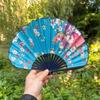 Flower Pattern Japanese Shell Folding Fan Shell Shape Chinese Style Fan Dance Fan  Home Decoration