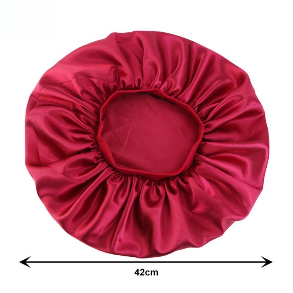 Oversized Silky Satin Bonnet for Women Soft Sleep Night Hair Cover Elegant Shower Bath Hat Solid Color Head Bonnets for Women
