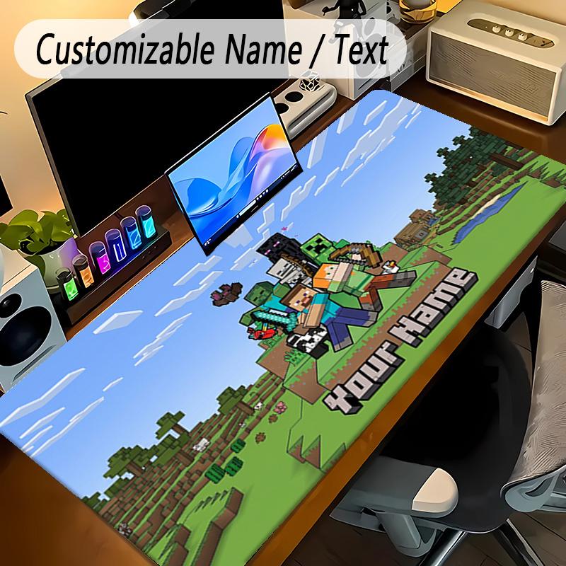 Large Mouse PadMinecraft Custom Name Text Personalized Desk Mat Non Slip Gaming Pad