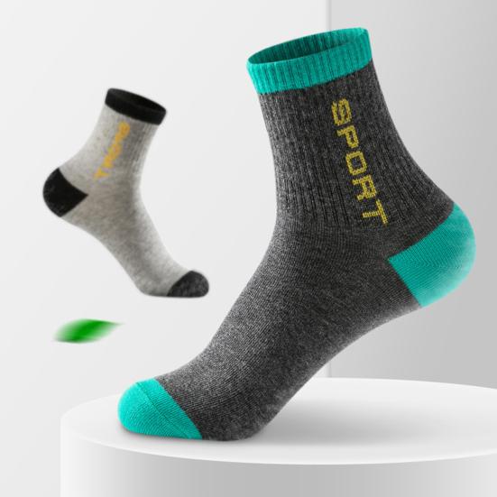 5 Pairs Men's Crew Socks Moisture-Wicking Athletic Socks Soft Breathable