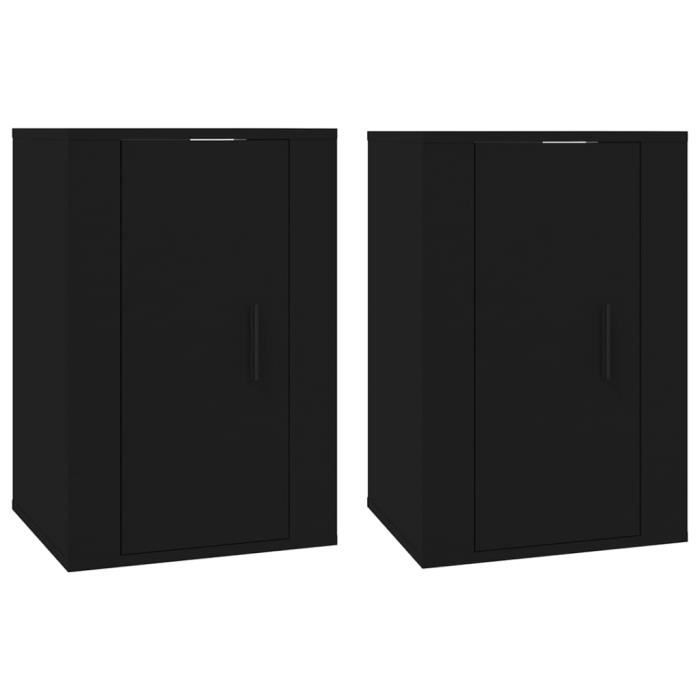 816659 vidaXL Wall-Mounted TV Units 2 Pcs Black 40x34.5x60 Cm