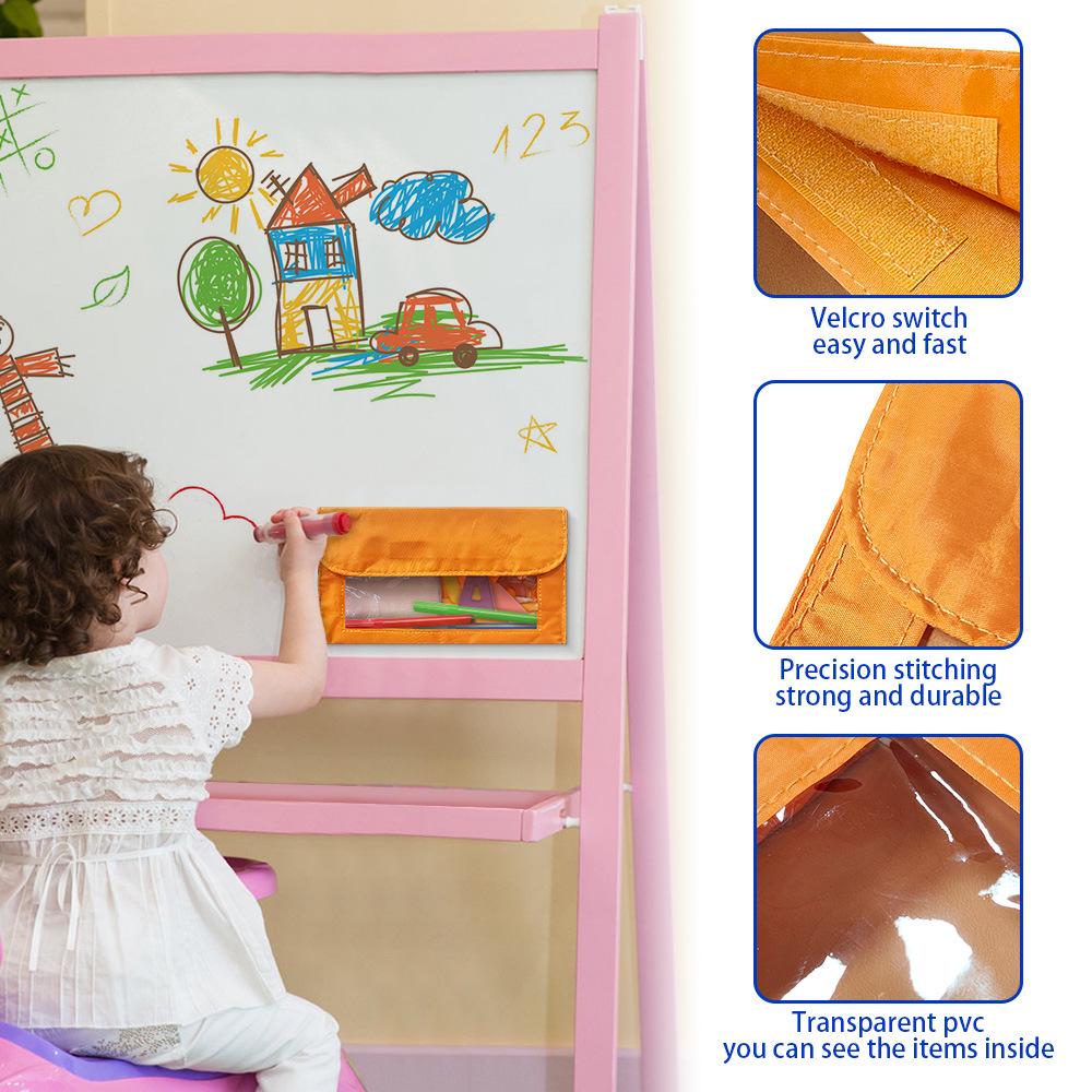 Portable Magnetic Whiteboard with Self-Adhesive Storage Pockets