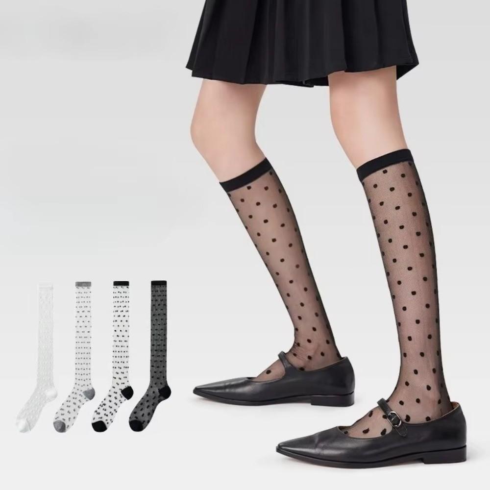 Transparente Damenstrümpfe Kristallseide Gepunktete Socken Süße Lange Socken Süße Mädchen