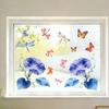 Spring Floral Window Clings Morning Glory Butterfly Dragonfly Static Glass Decals Reusable Sticker for Home Office Glass Doors Windows