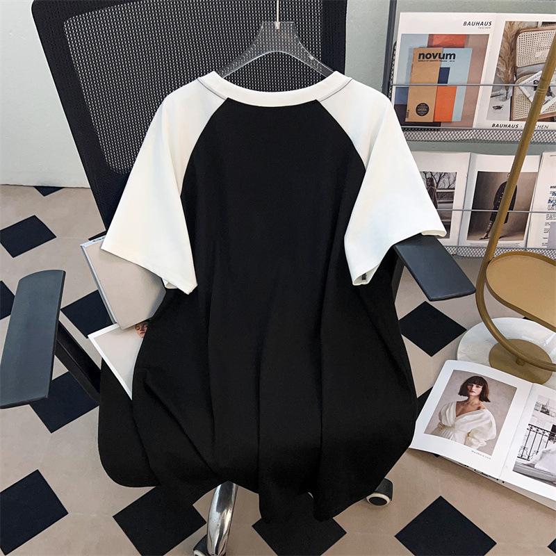 Plus Size Women's Loose Mid-Length Round Neck Short Sleeve T-Shirt (Available In 200/300/350 Jin) 1082