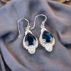 Natural London Blue Topaz Gemstone 925 Sterling Silver Handmade Earrings 1.80" EE-42-5