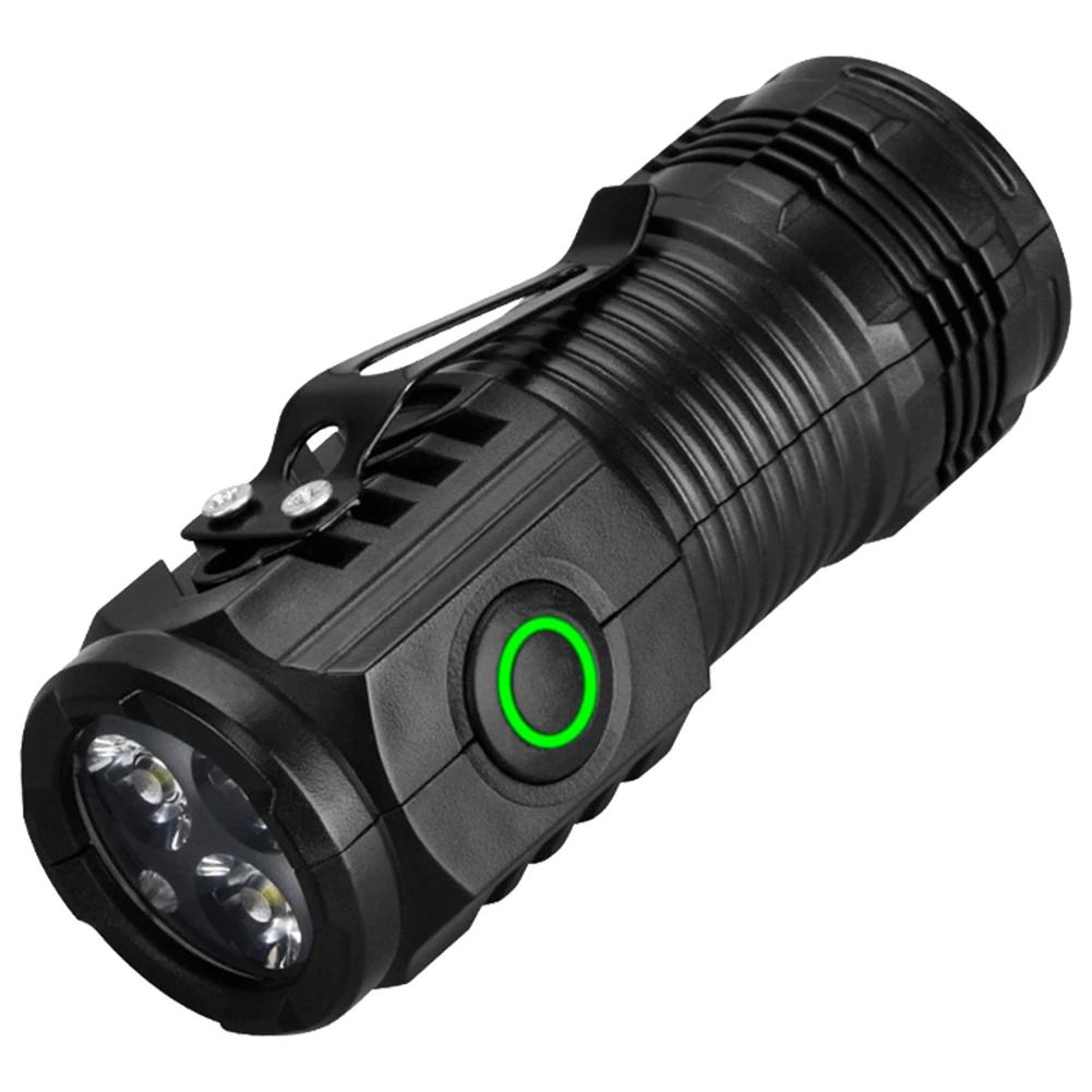 Mini LED Flashlight USB C Rechargeable IPX4 Waterproof Pocket Flashlight 3 Light Cores Powerful Flashlight for Camping Emergency