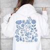 2025 Women's European Fit Drop Shoulder Ribbed Print Hoodie
