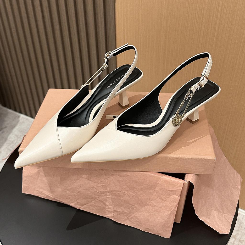623-9 French temperament pointed head thin heel single shoes new metal buckle high heel bag head empty high heel single shoes women