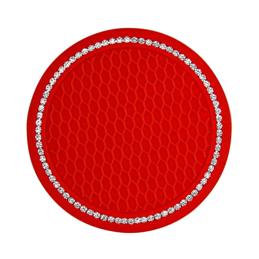 New Car Non-slip Water Cup Pad Diamond Rhinestone Bling Decoration Auto Interior Cup Bottle Anti-skid Rubber Mat Car Accessories