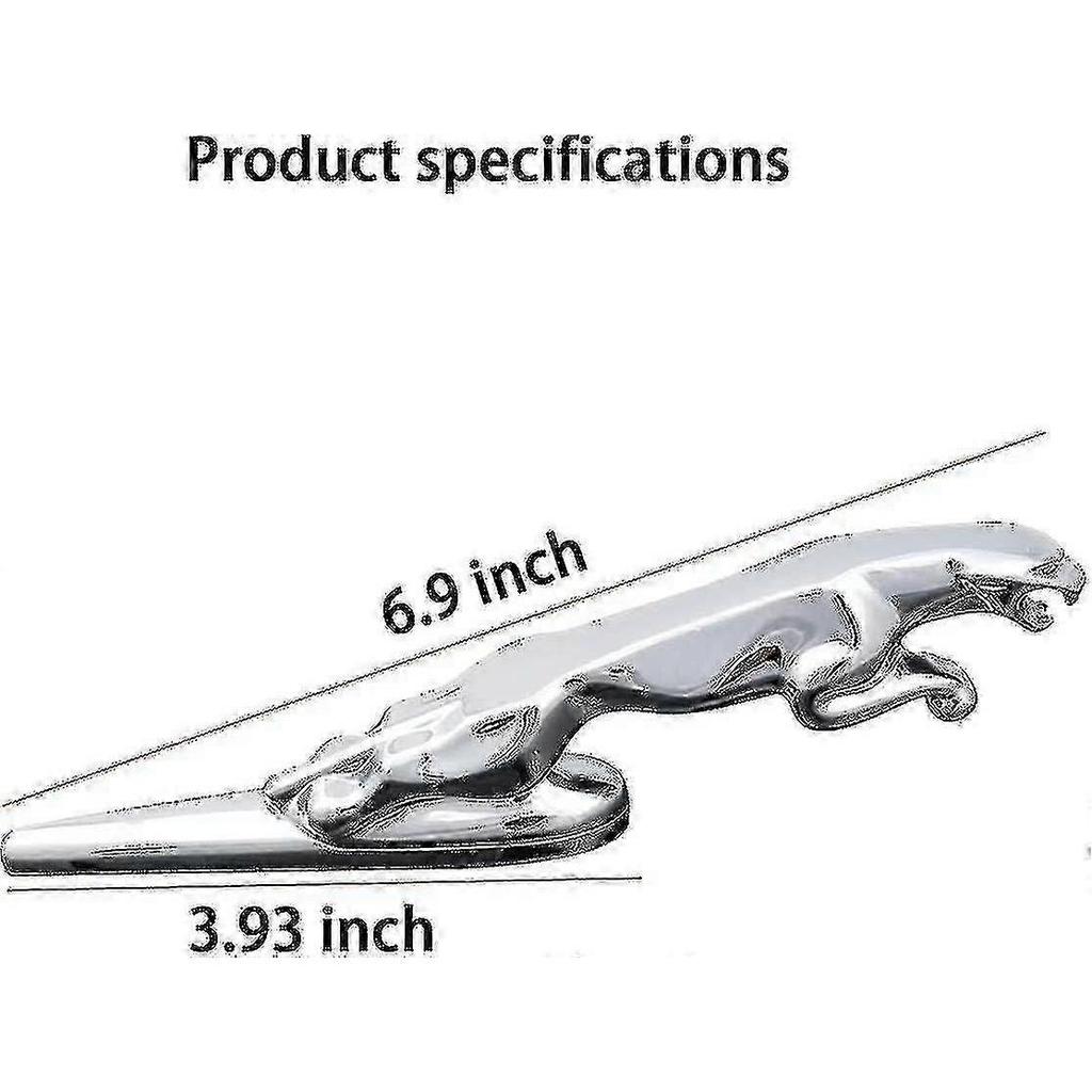 Vhodné pro Jaguar 3D emblémy – Chromovaný emblém kapoty ve tvaru leoparda pro automobily – Autopříslušenství