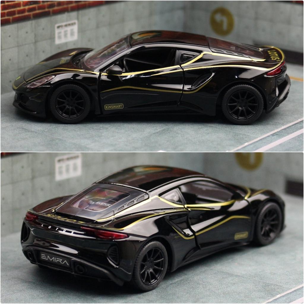 Modèle de voiture miniature 1/34 Lotus Emira Rally Racing en alliage moulé sous pression, véhicule miniature à tirer, collection, cadeau pour enfants garçons