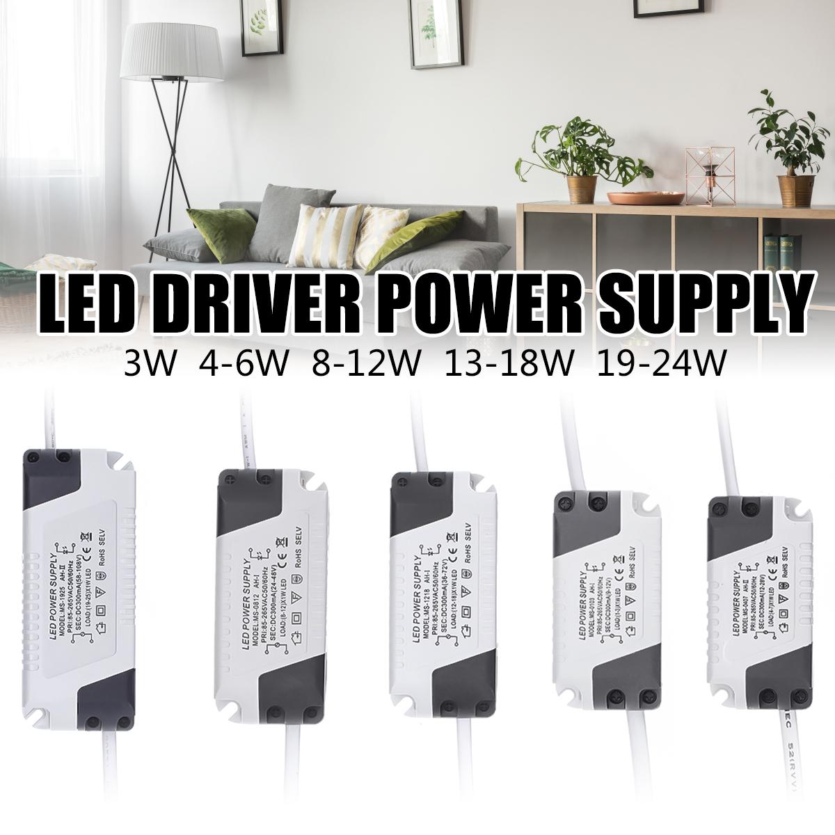 

6500К 3-24Вт светодиодный электронный трансформатор умный драйвер источника питания переменного тока 85В-265В к постоянному току 12В 300мА