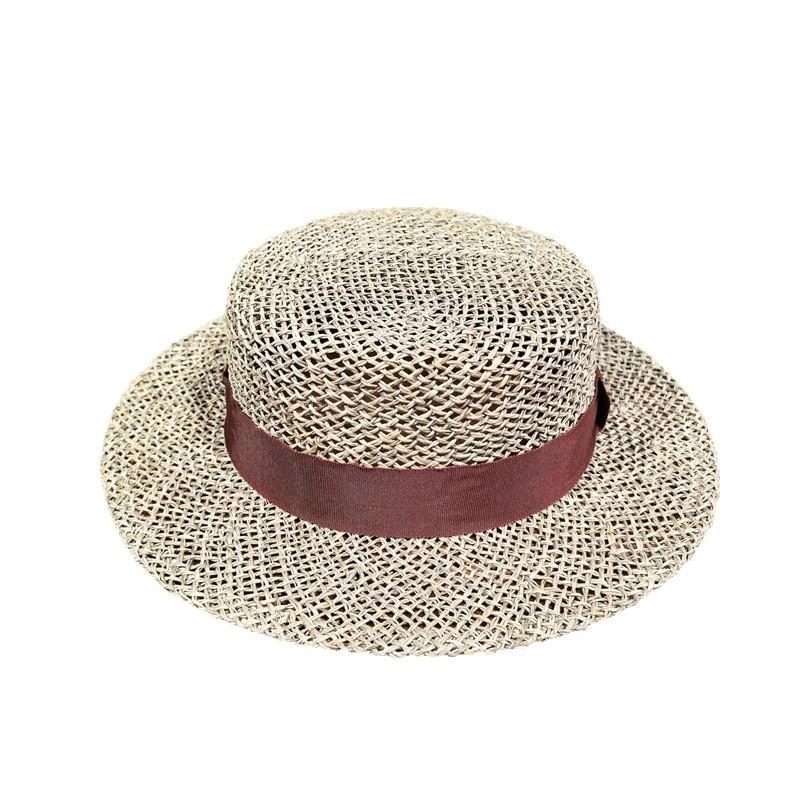 Straw hat summer hollow salty grass sun hat fashion ingenuity handmade grass all over outdoor styling top hat flat top