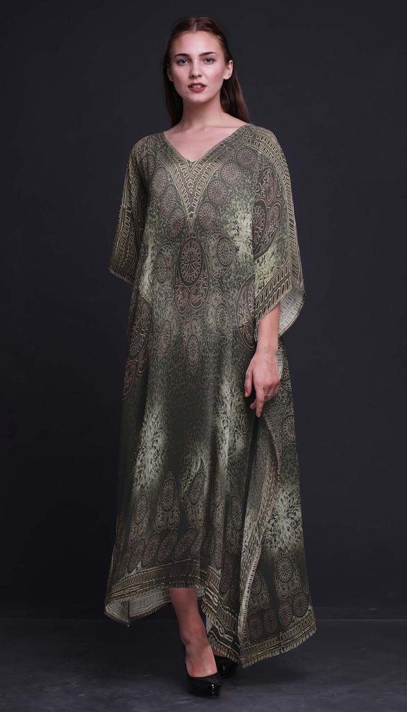 Phagun Floral & Paisley Long Caftan Maxi Dress Beach Swimwear Cover Up Womens