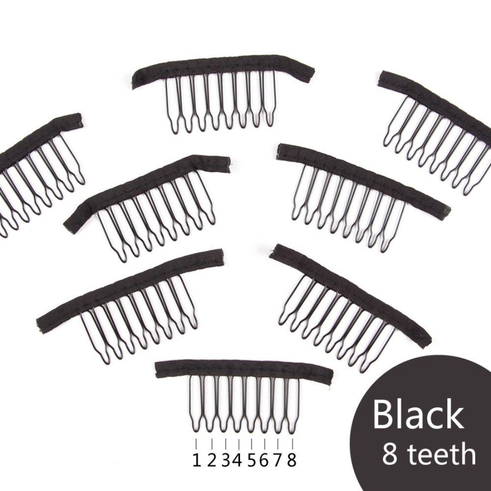 10 Pcs/Lot Cloth Wig Clips 6/8 Theeth Hair Extension Clips Wig Making Tool Wig Combs  for Wig Caps