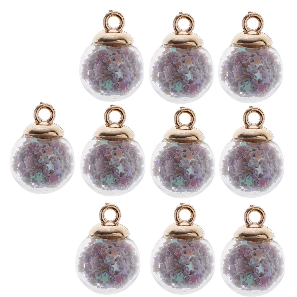 10 stykker 16 mm Tiny Star Glass Ball Charms Pendant DIY Craft rosa