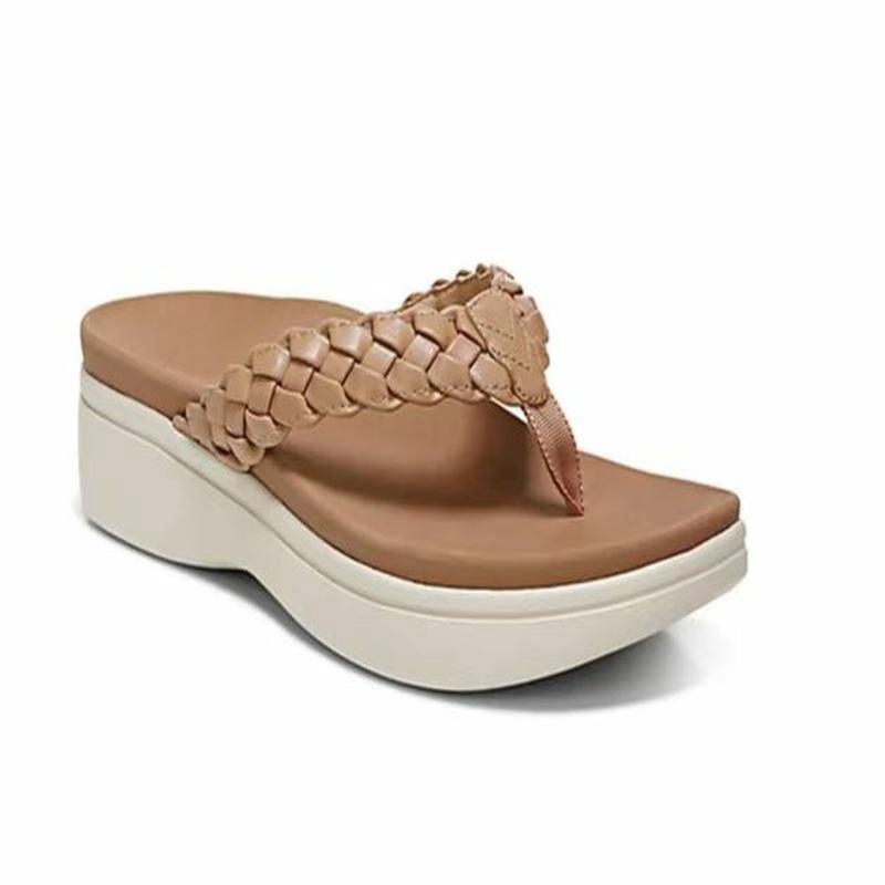 Fashion Pantoufles à Semelles Compensées pour Femme, Sandales Plates Décontractées, Pantoufles de Plage d'Été, Tongs, Grande Taille