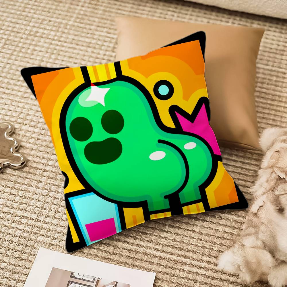 B-Brawl Anime S-Stars Pillow Case Anti-dustmite Pillowcase Invisible Zipper Silky Short Plush Sofa Cushion Cover