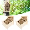 2PCS Wooden Bee House, Wood Bee Room Shelter, Wooden Hotel, Lovely Outdoor Bee Home, Garden Decoration for Outdoors Attracts Bee Pollinators