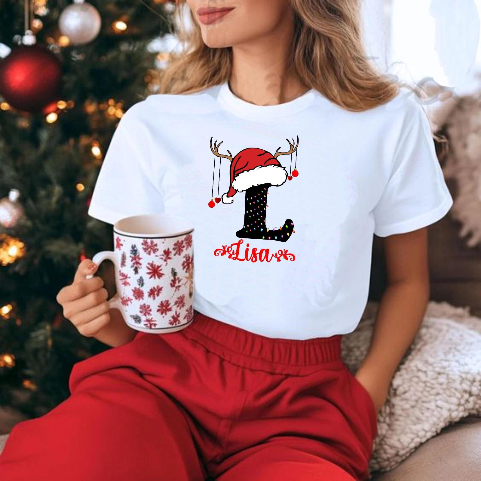 Family Christmas Name T-Shirt, Personalised Christmas Family Shirt, Custom Top M