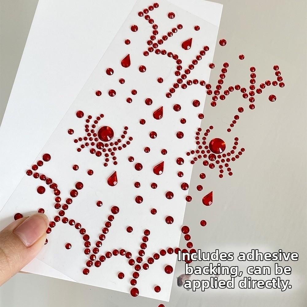 2PCS Spider Pattern Halloween Stickers Self Adhesive Facial Crystal Stickers Stage Makeup