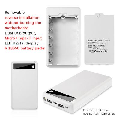 1 Pezzo Coperchio Caricabatterie 6×18650 Custodia Power Bank Scatola Fai-da-te 2 Porte USB Senza Batteria