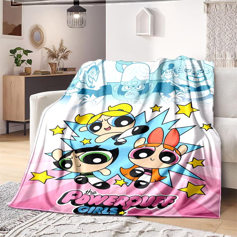 1PC The Powerpuff Girls printed blanket, all season lightweight home office outdoor nap multifunctional blanket A6
