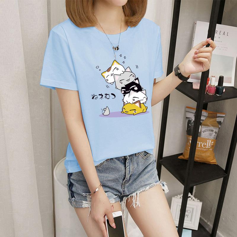 Women's short-sleeved t-shirt women's summer new Korean version cartoon student crew-neck bottoming shirt