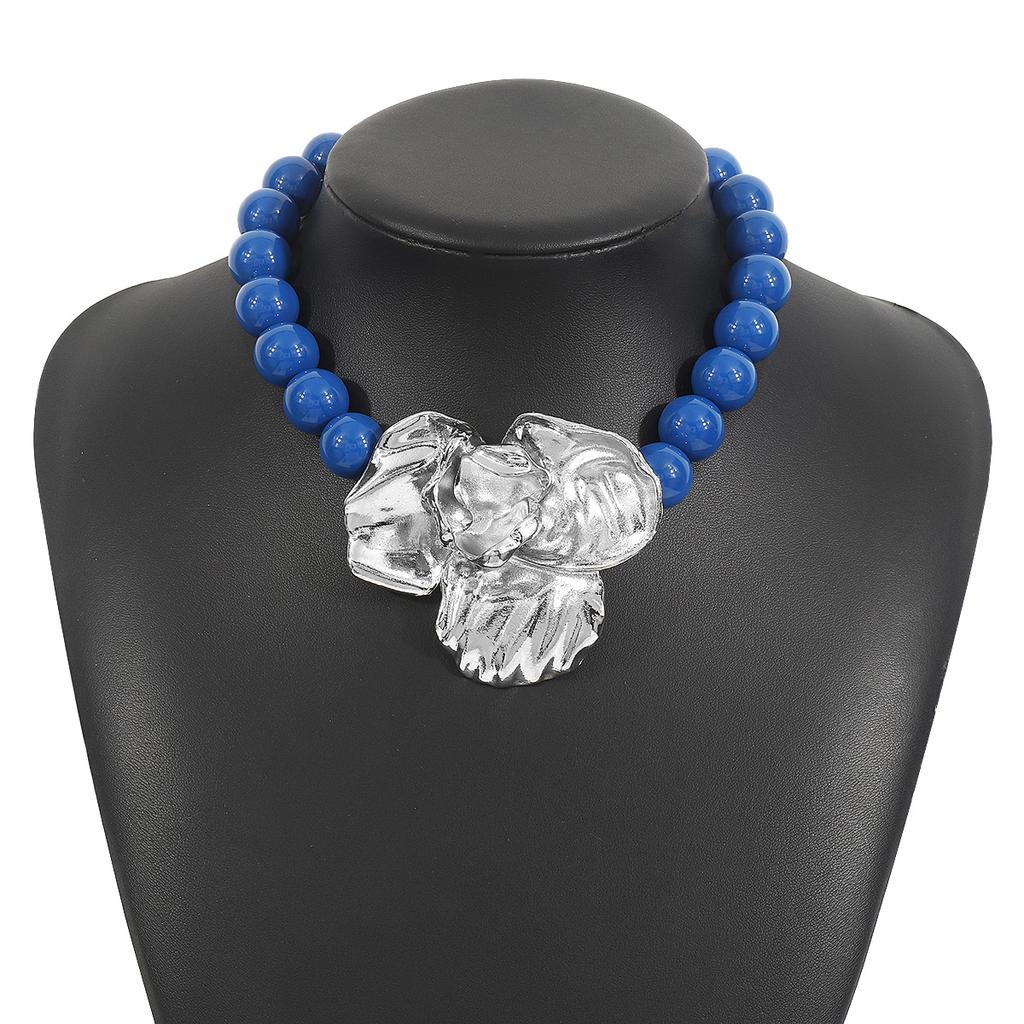 Tooxika Exaggerated Personality Flower Pendant Necklace Women Sweet Atmosphere Multi-coloured Beaded Necklace