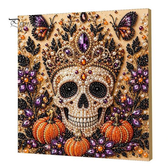 Ghost Pumpkin Art Craft Halloween Faux Pearl Kit, 3D Painting DIY Spooky Gem for Beginners Cute Set Adults, Autumn Home Wall Decor Crafting