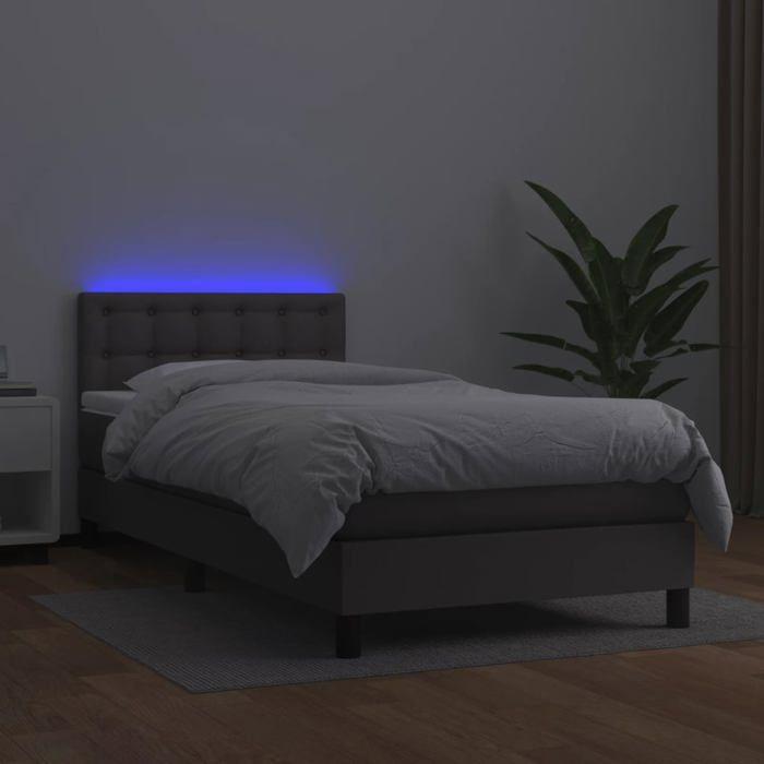 Maison Exclusive - Sommier à lattes de lit avec matelas et LED Gris 90x200 cm