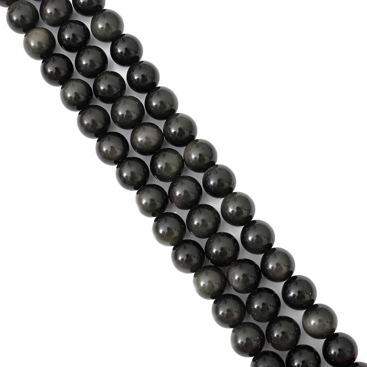 

Круглые бусины из натурального камня с радугой и обсидианом для изготовления ювелирных изделий, браслета «сделай сам», ожерелья 10mm 39pcs
