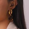 Phoenix Trend Retro Maillard Style Amber Earrings, Unique Vintage Two-tone Spliced Drop Earrings, Titanium Steel Jewelry