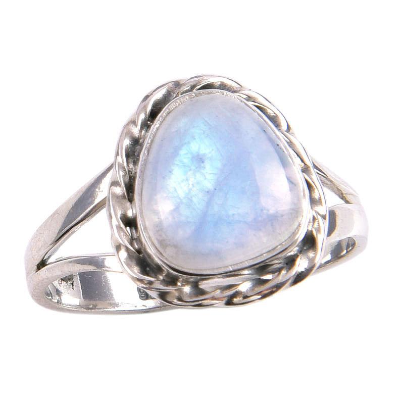 Natural Rainbow Moonstone Gemstone Handmade 925 Solid Silver Gift Ring S.9 d2g46