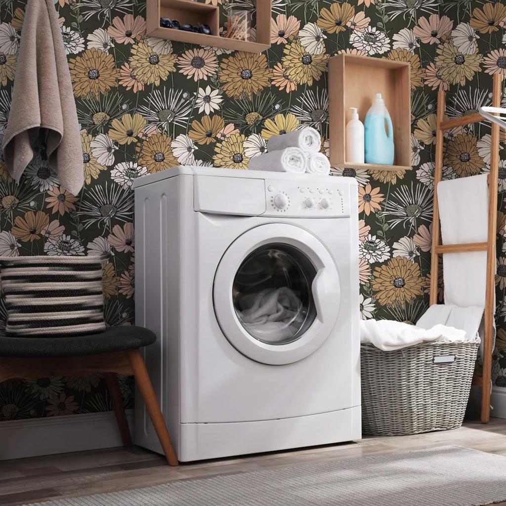 Vintage Grüne Blatt Tapete Selbstklebend Texturiert Boho Blume Kontaktpapier Retro Selbstklebend Abnehmbar Gänseblümchen Wandbild Dekor