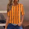 Women's Short Sleeve Halloween and Pumpkin Print T-Shirt, Casual Round Neck Pullover Top for Women