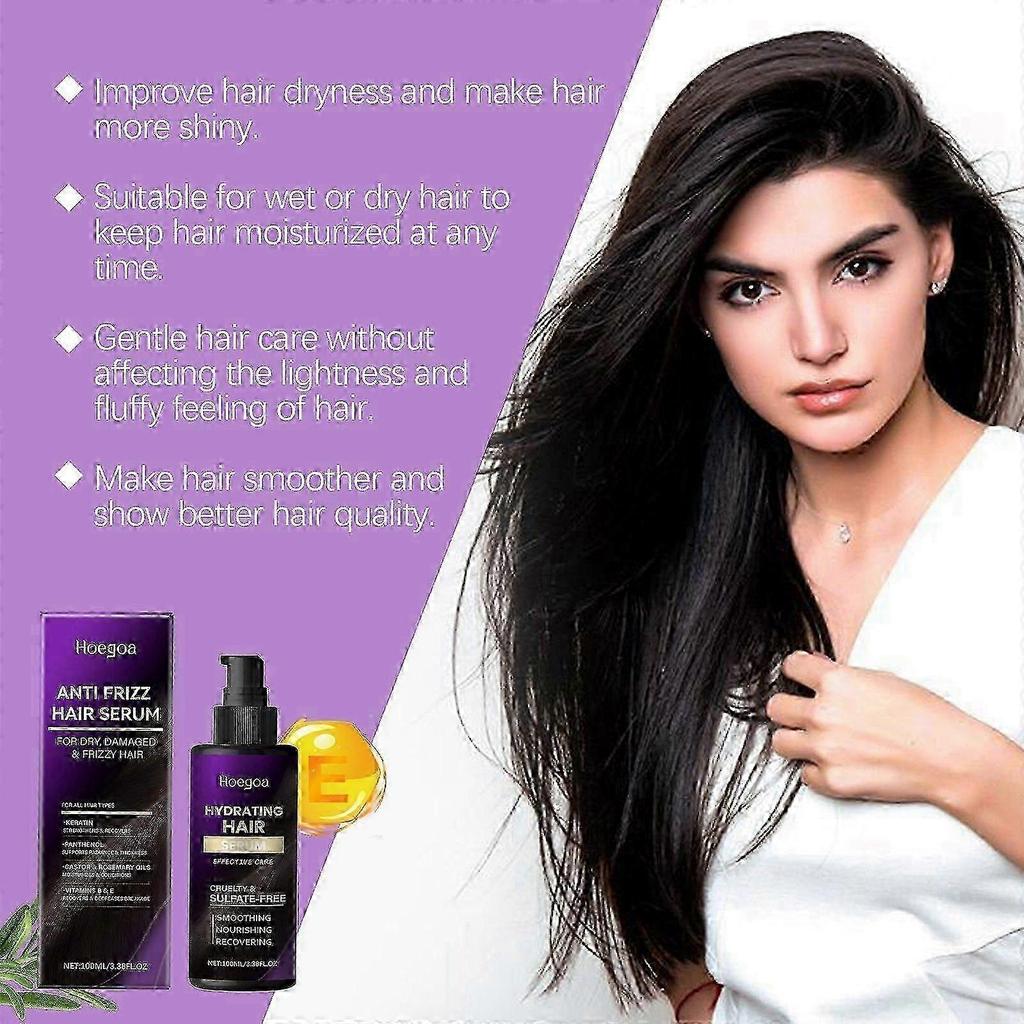 Anti-Frizz Haarserum für krauses, trockenes & geschädigtes Haar - Keratin-Haarbehandlung mit Rizinusöl, Rosmarinöl, nährt und repariert Haar, Hitzeschutz