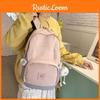 Color Fashionable Blocked Letter Pattern Student Backpack With Plush Pendant