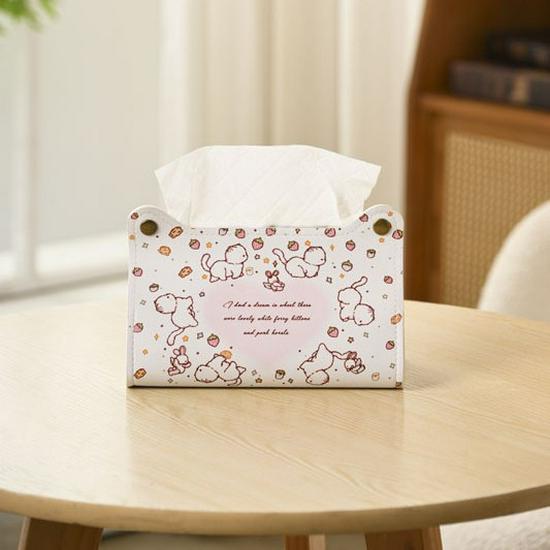 Creative Cartoon Animal Tissue Box - Leather Cat & Dog Design for Home or Car
