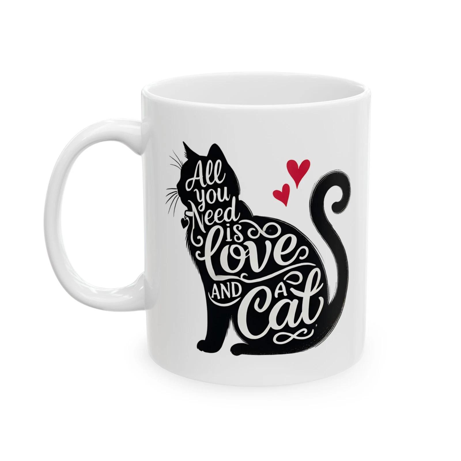 Cat Lover Coffee Mug Cute Cat Love Design Funny Pet Animal Gift Cup L